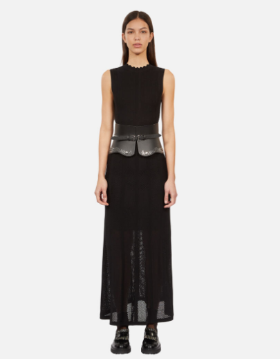 The Black Openwork Knit Dress