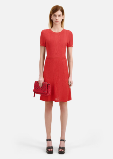 The Red Openwork Knit Dress