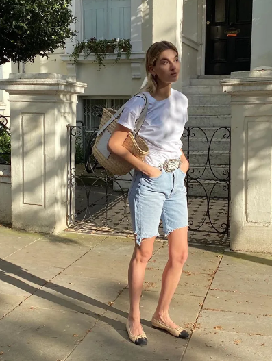 T-shirt + Denim Shorts