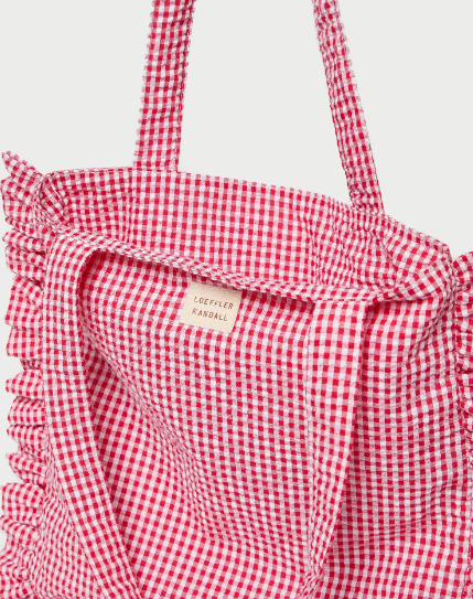 Justine Gingham Ruffle Tote Bag