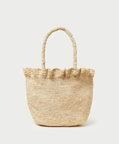Cyrus Ruffled Woven Tote Bag