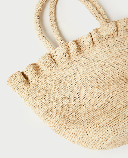 Cyrus Ruffled Woven Tote Bag