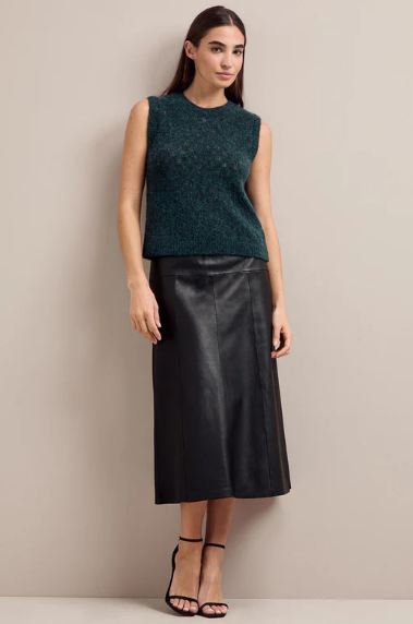 Jumper and Leather Skirt